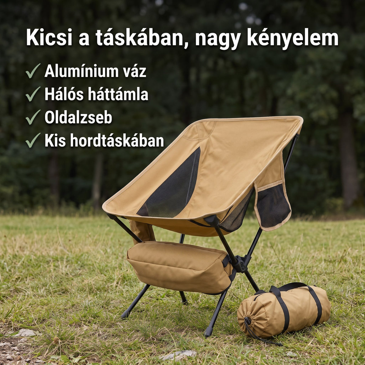 Túragear Moon Chair ultrakönnyű kempingszék - infografika